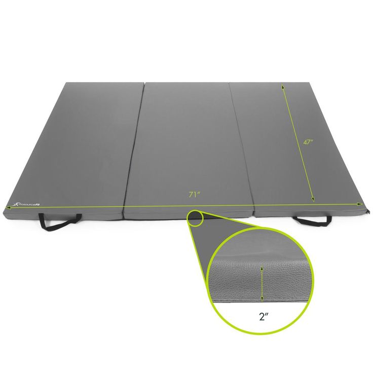 Tri-Fold Folding Thick Exercise Mat Grey 6 ft. x 4 ft. x 2 in. Vinyl and Foam Gymnastics Mat (Covers 24 sq. ft.)