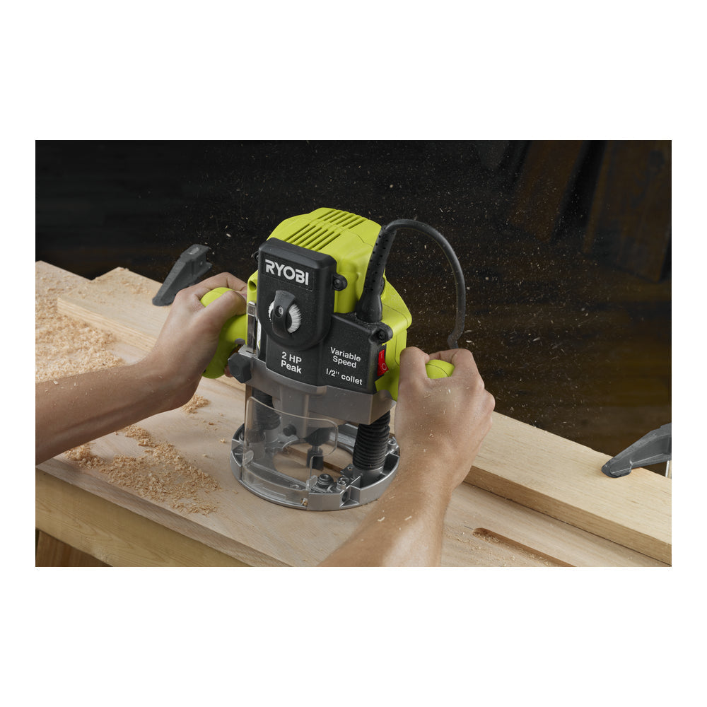 RYOBI 10 Amp 2 Peak HP Plunge Base Router, Variable Speed, 1/2" Collet