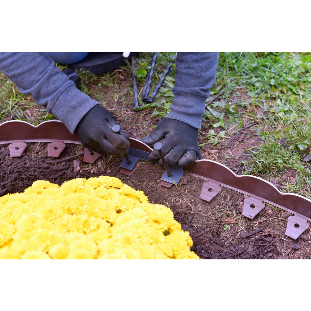 ProFlex 20 ft. Brown Scalloped Woodgrain Plastic No-Dig Edging Kit - Super Arbor