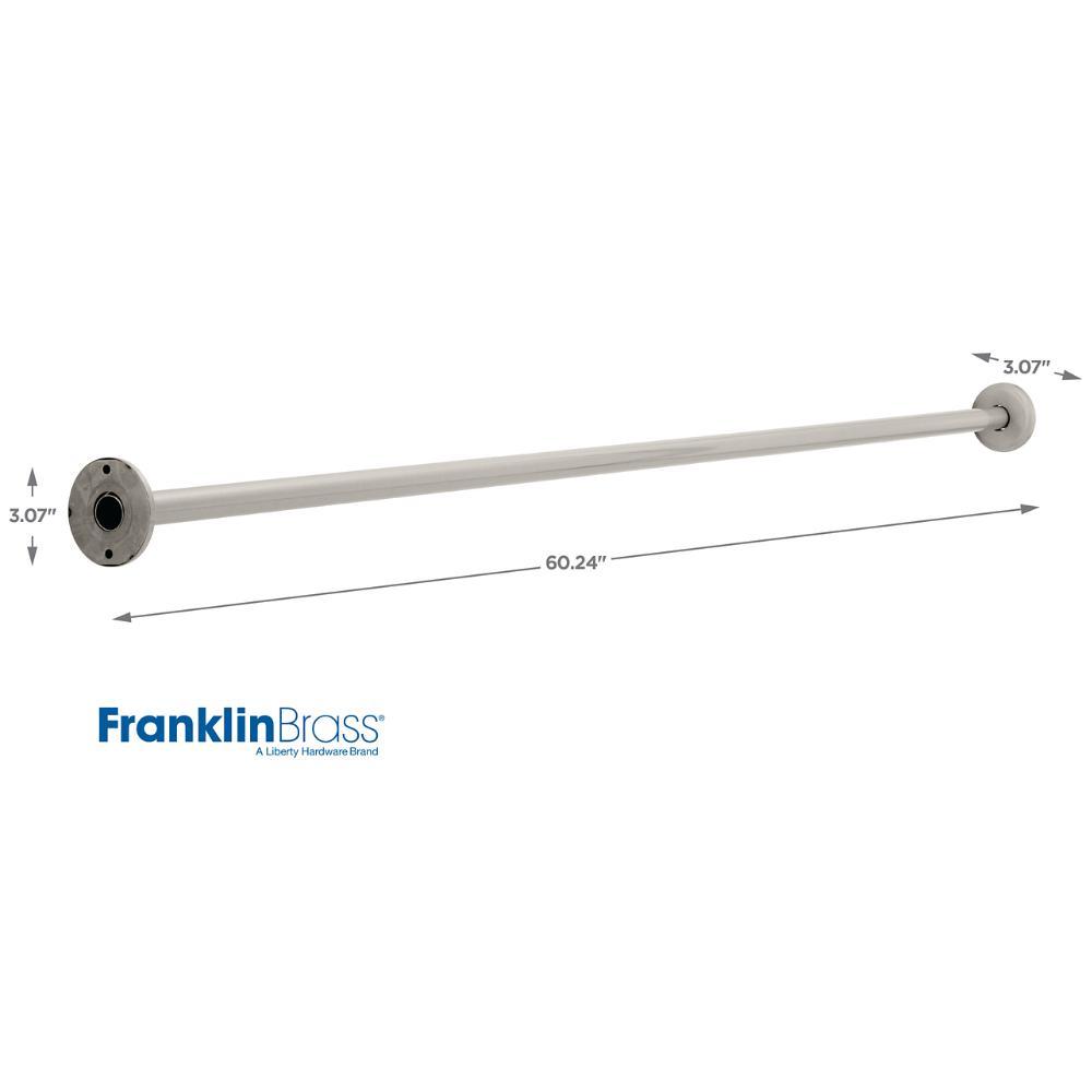 60 in. x 1 in. Beveled-Edge Stainless Steel Shower Rod in Brushed Nickel - Super Arbor