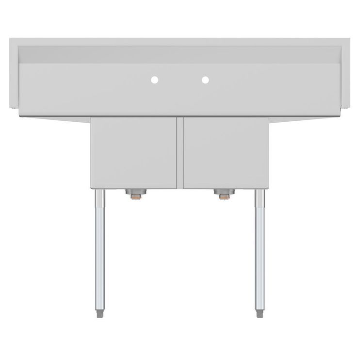 Freestanding Stainless Steel 52 in. 2-Hole Double Bowl Commercial Kitchen Sink