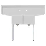 Freestanding Stainless Steel 52 in. 2-Hole Double Bowl Commercial Kitchen Sink