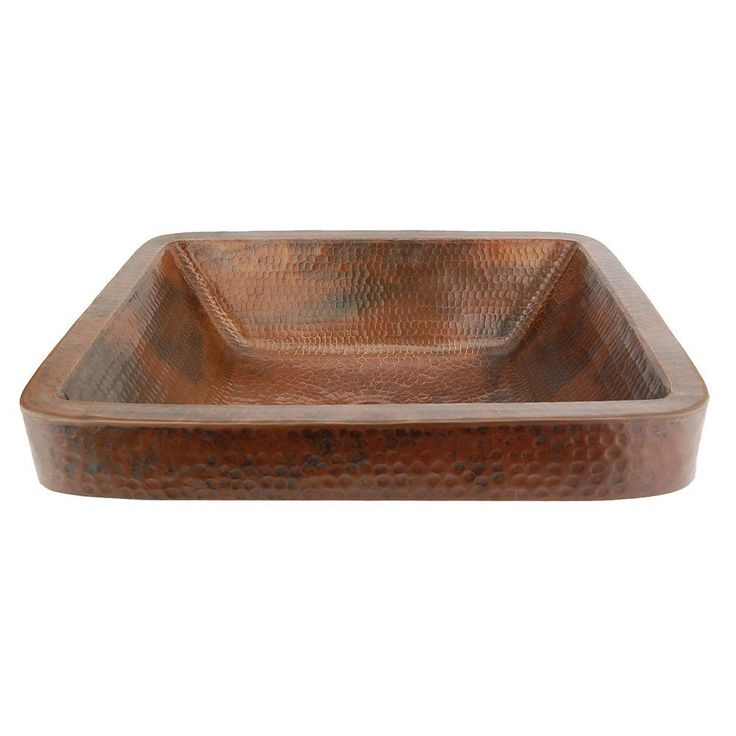 Premier Copper Products Rectangle Skirted Hammered Copper Vessel Sink in Oil Rubbed Bronze