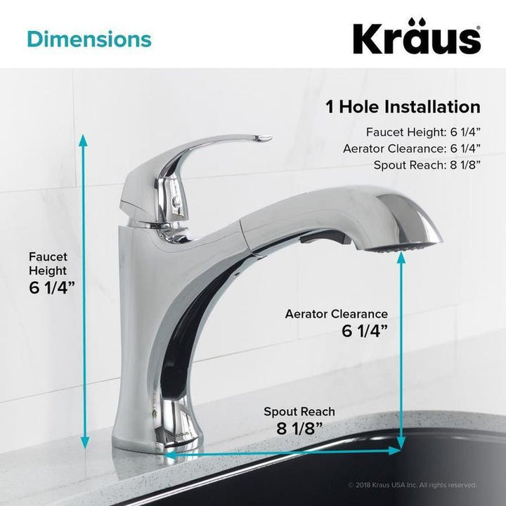 Kraus Oren Chrome 1-Handle Deck-Mount Pull-Out Handle Kitchen Faucet