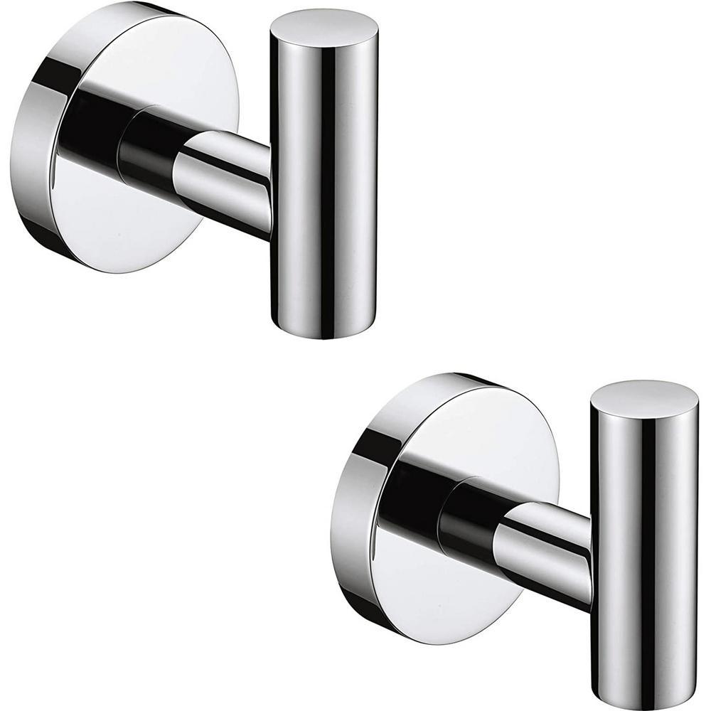 Round Bathroom Robe Hook and Towel Hook in Stainless Steel Matte Black (2-Pack) - Super Arbor