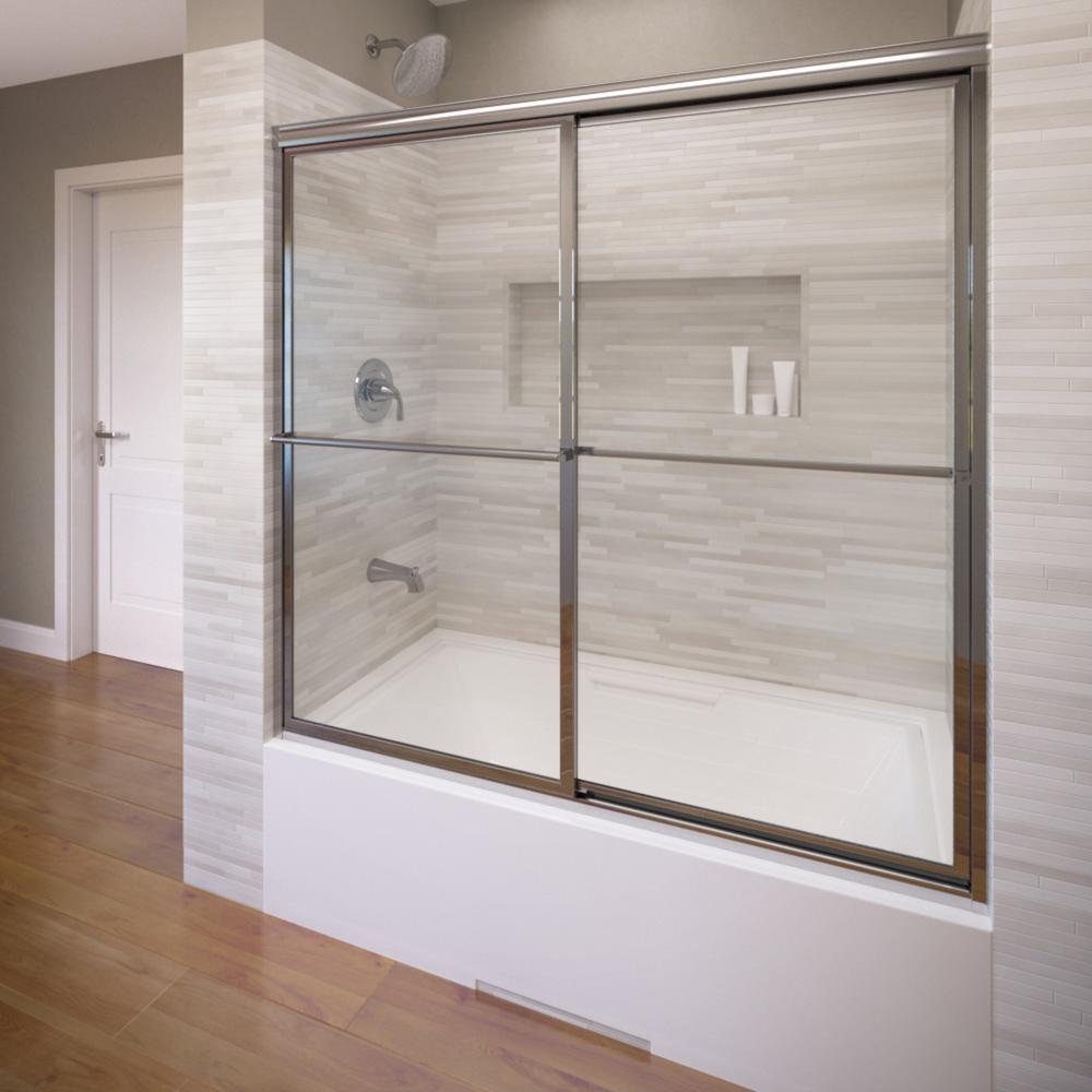 Deluxe 59 in. x 58-1/2 in. Clear Framed Sliding Tub Door in Oil Rubbed Bronze - Super Arbor
