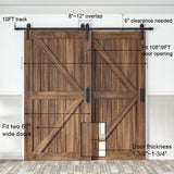10 ft./120 in. Single Track Bypass Barn Door Hardware Double Doors Kit, Heavy-Duty Sliding 1-Track Antique Roller - Super Arbor