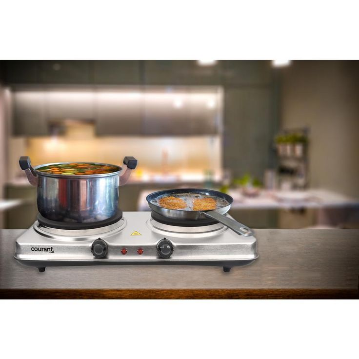 7.3 in. Electric 2-Burner Hot Stainless Plate with Temperature Controls
