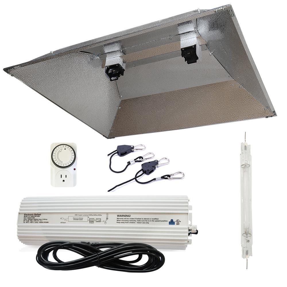 1000-Watt Double Ended HPS 120/240-Volt Grow Light System with DE XXL Open Hood Grow Light Reflector - Super Arbor