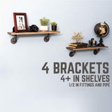 1/2 in. Black Pipe 3.75 in. W x 3.75 in. H Wall Mounted Double Flange Angled Shelf Bracket Kit (4-Pack)