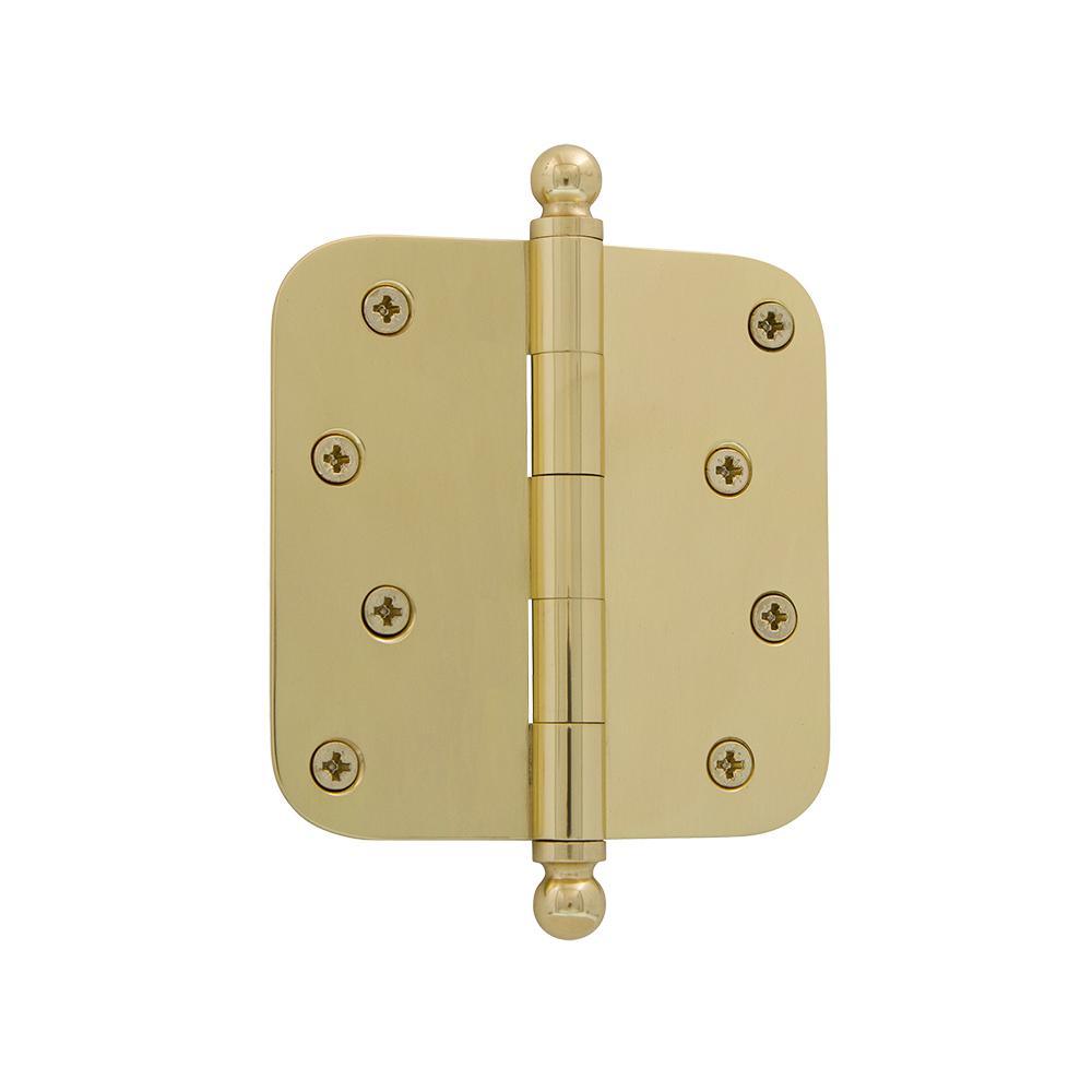 4 in. Ball Tip Residential Hinge with Square Corners in Antique Brass - Super Arbor