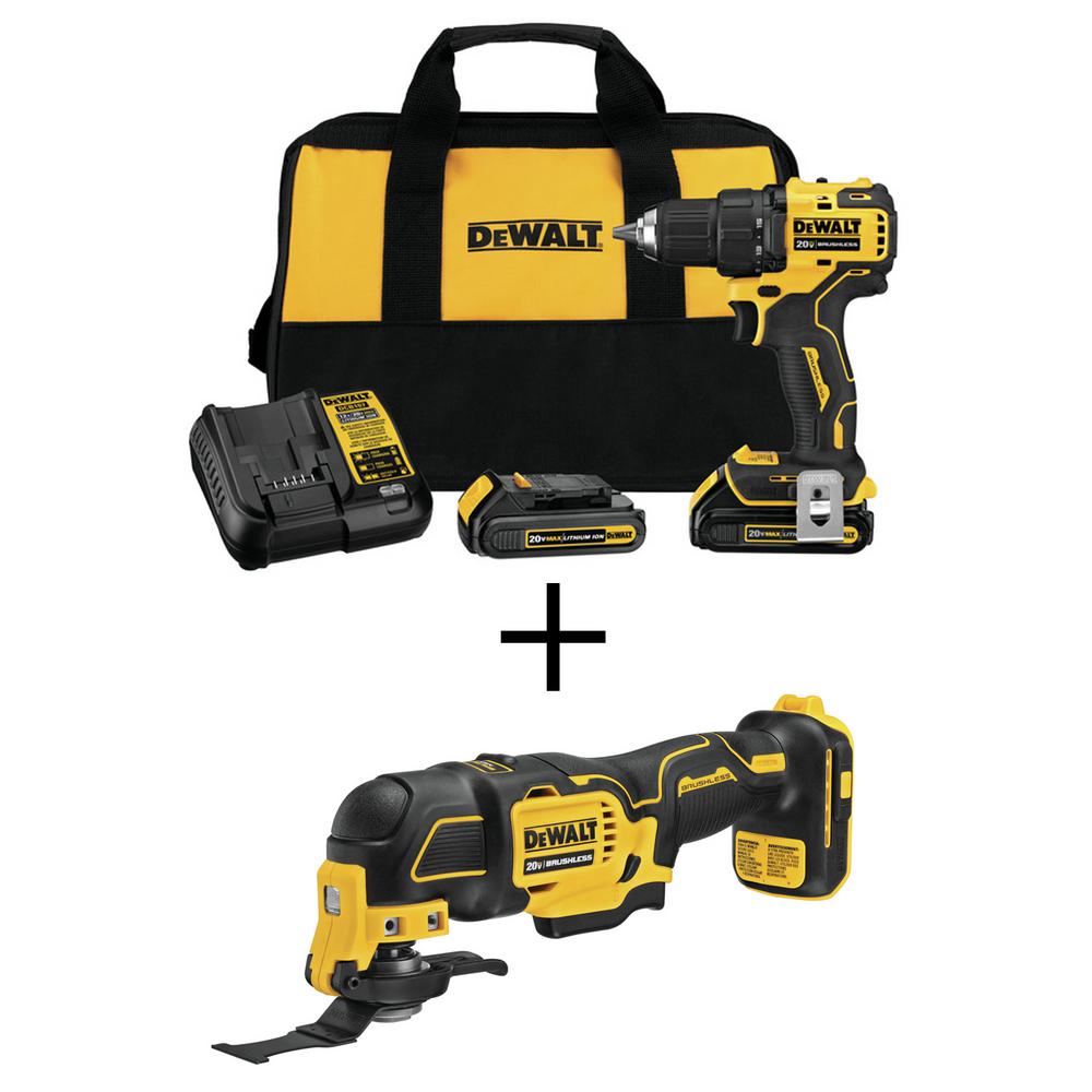 ATOMIC 20-Volt MAX Lithium-Ion Brushless Cordless Compact 1/2 in. Drill Driver with Bonus Oscillating Tool (Tool-Only) - Super Arbor