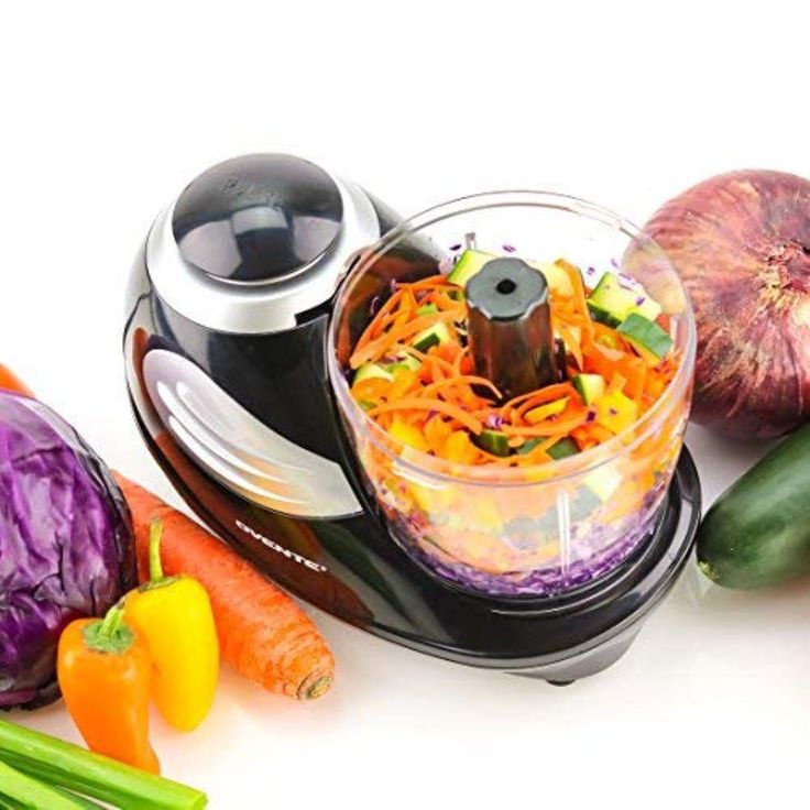 1.5-Cup Single Speed Black Mini Food Processor Chopping Blade, Mixer, Shredding/Slicing Disc
