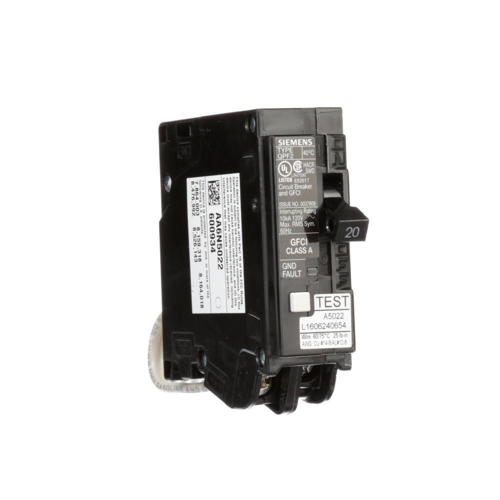 20 Amp Single Pole Type QPF2 GFCI Circuit Breaker - Super Arbor