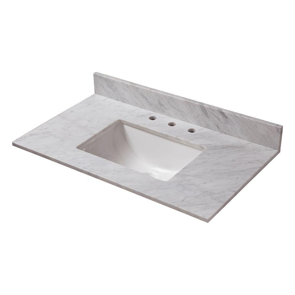 49 in. W Marble Vanity Top in Carrara - Super Arbor