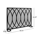 Buncombe Modern Black and Brushed Silver Single Panel Iron Fire Screen - Super Arbor
