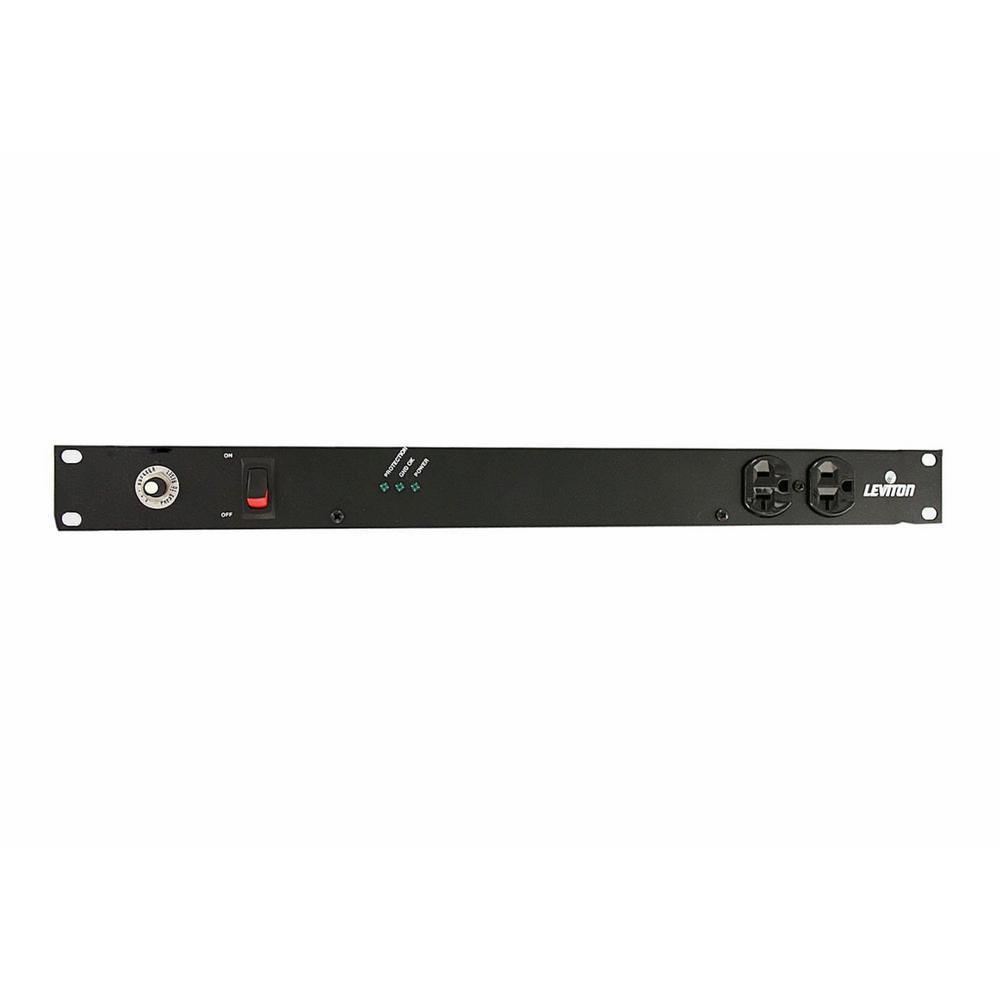 12 Outlet NEMA 5-20R Horizontal Rack Mount Surge Protective Power Distribution Unit with NEMA L5-20P Locking Plug, Black - Super Arbor