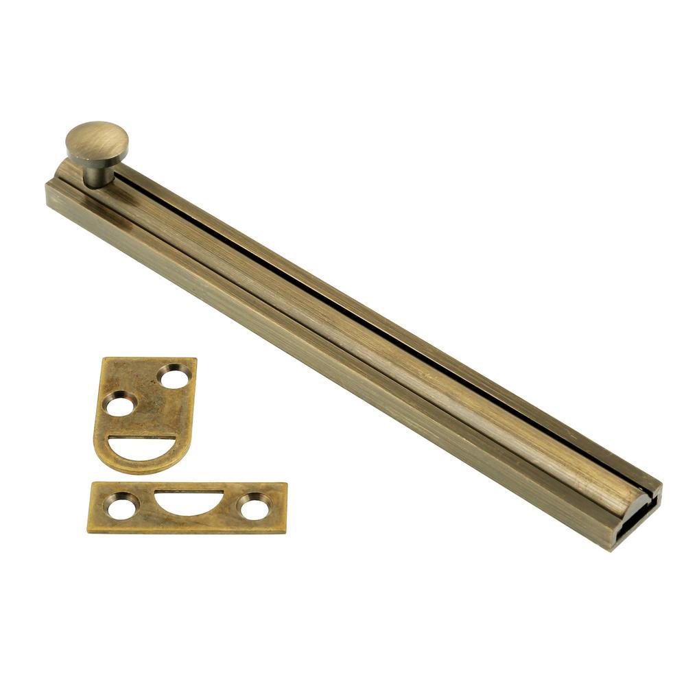 6 in. Solid Brass Satin Nickel Surface Bolt - Super Arbor