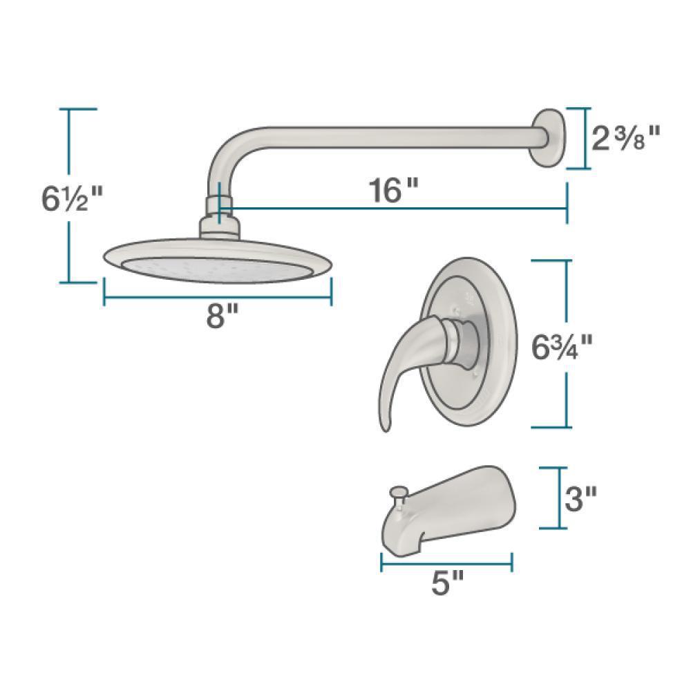 1-Spray 8 in. Single Wall Mount Fixed Rain Shower Head in Chrome - Super Arbor