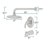 1-Spray 8 in. Single Wall Mount Fixed Rain Shower Head in Chrome - Super Arbor