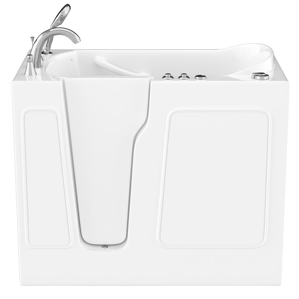 HD Series 46 in. Left Drain Quick Fill Walk-In Whirlpool and Air Bath Tub with Powered Fast Drain in White - Super Arbor