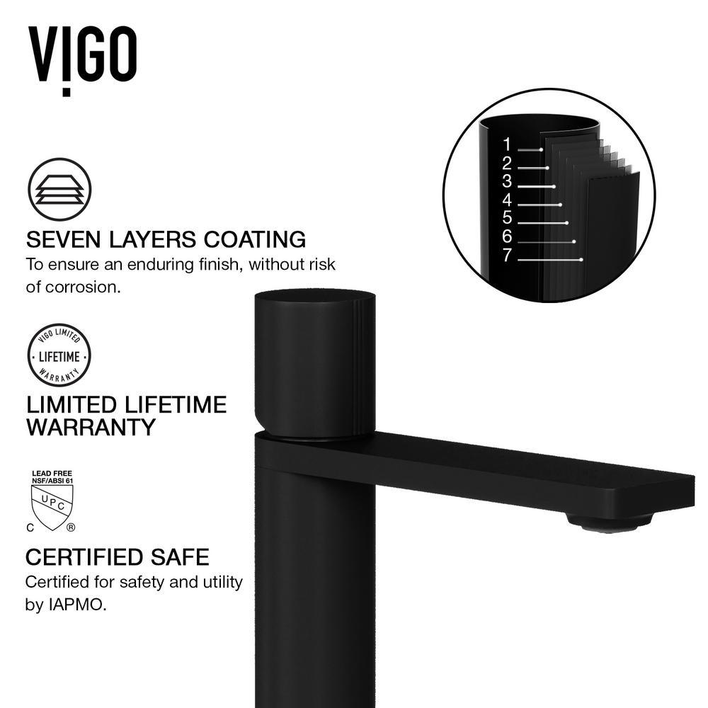 Matte Stone Round Vessel Bathroom Sink in White and Gotham Faucet in Matte Black - Super Arbor