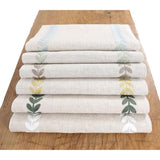 15 in. x 70 in. Cute Leaves Crewel Embroidered Table Runner, Pine Green/Natural