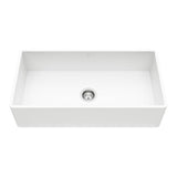 Matte Stone White Composite 33 in. Single Bowl Reversible Flat Farmhouse Apron-Front Kitchen Sink with Strainer - Super Arbor