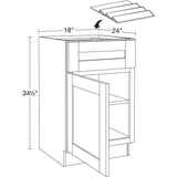 Home Decorators Collection Washington 18 in. W x 24 in. D x 34.5 in. H Vesper White Plywood Shaker Assembled Base Kitchen Cabinet Left Spice Tray