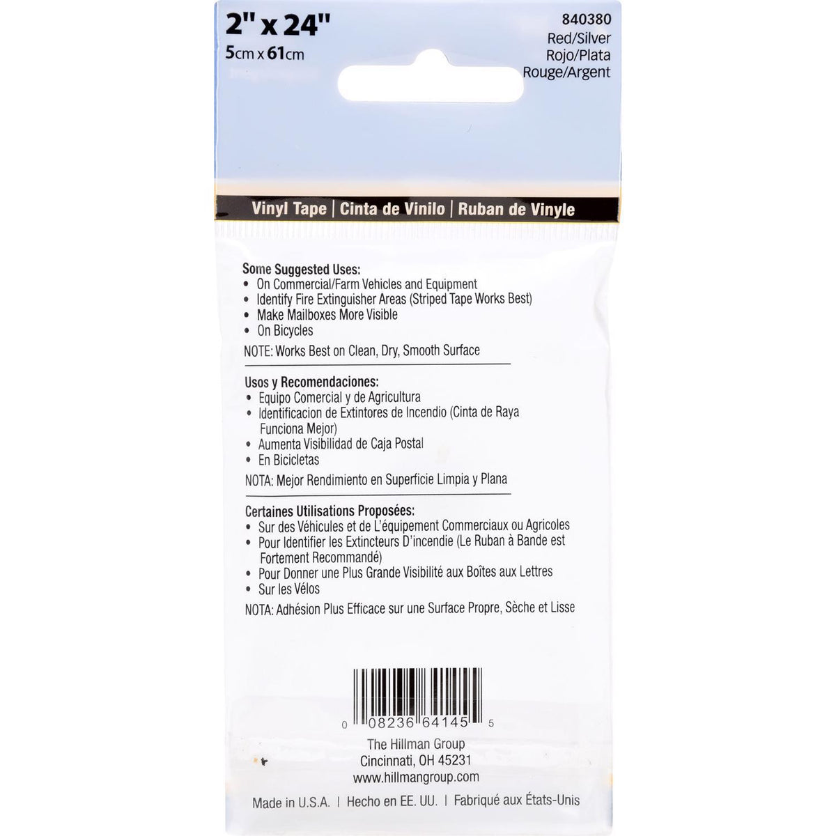 Hillman 2 in. W x 24 in. L Red/White Reflective Safety Tape, 1 Pack