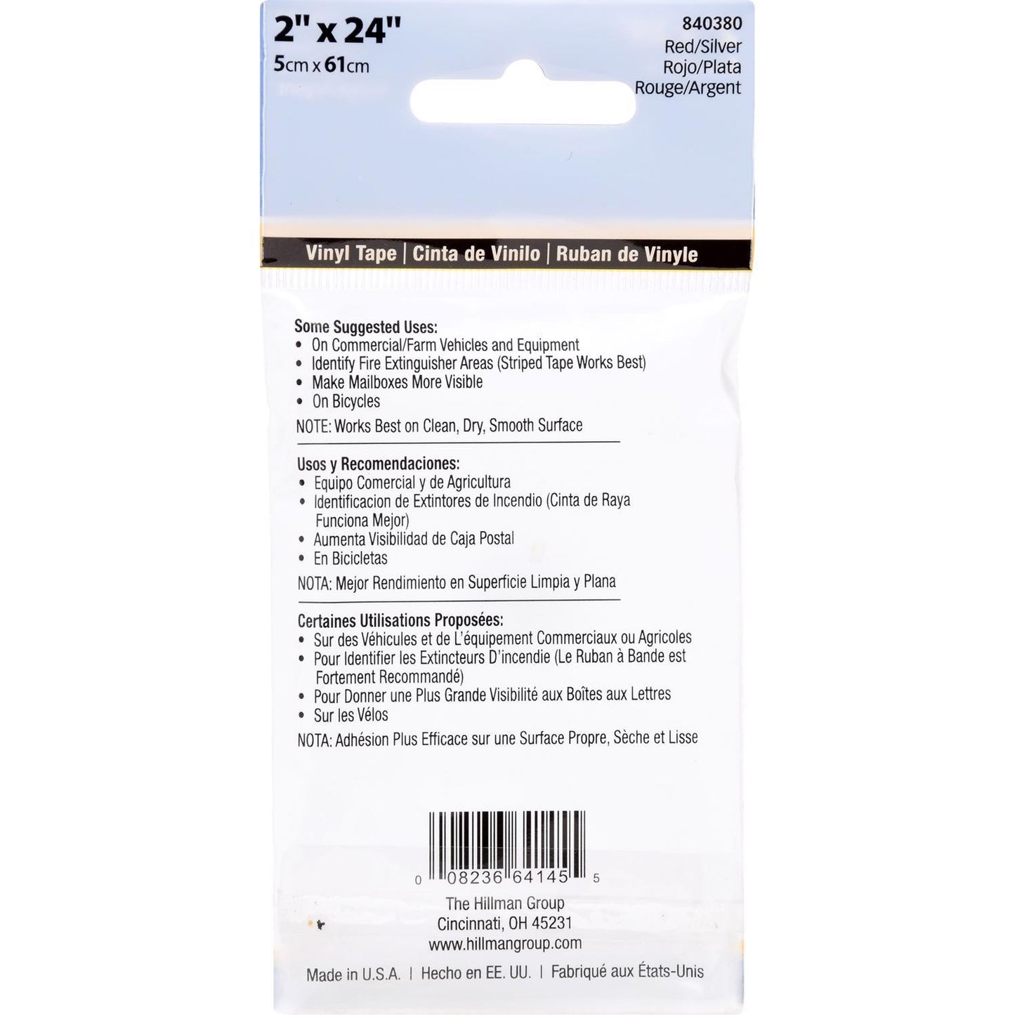Hillman 2 in. W x 24 in. L Red/White Reflective Safety Tape, 1 Pack