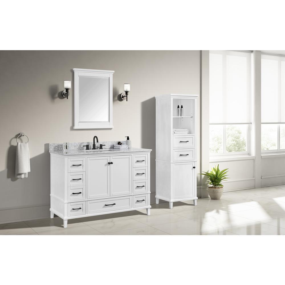 Merryfield 49 in. W x 22 in. D Bath Vanity in White with Marble Vanity Top in Carrara White with White Basin - Super Arbor