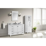 Merryfield 49 in. W x 22 in. D Bath Vanity in White with Marble Vanity Top in Carrara White with White Basin - Super Arbor