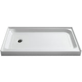 Tier 36 in. x 60 in. Single Threshold Shower Base in White - Super Arbor