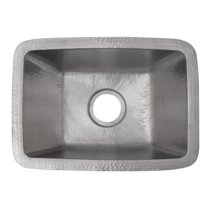 Dual Mount Hammered Copper 17 in. Single Bowl Kitchen/Bar Sink with 3.5 in. Drain Opening in Nickel