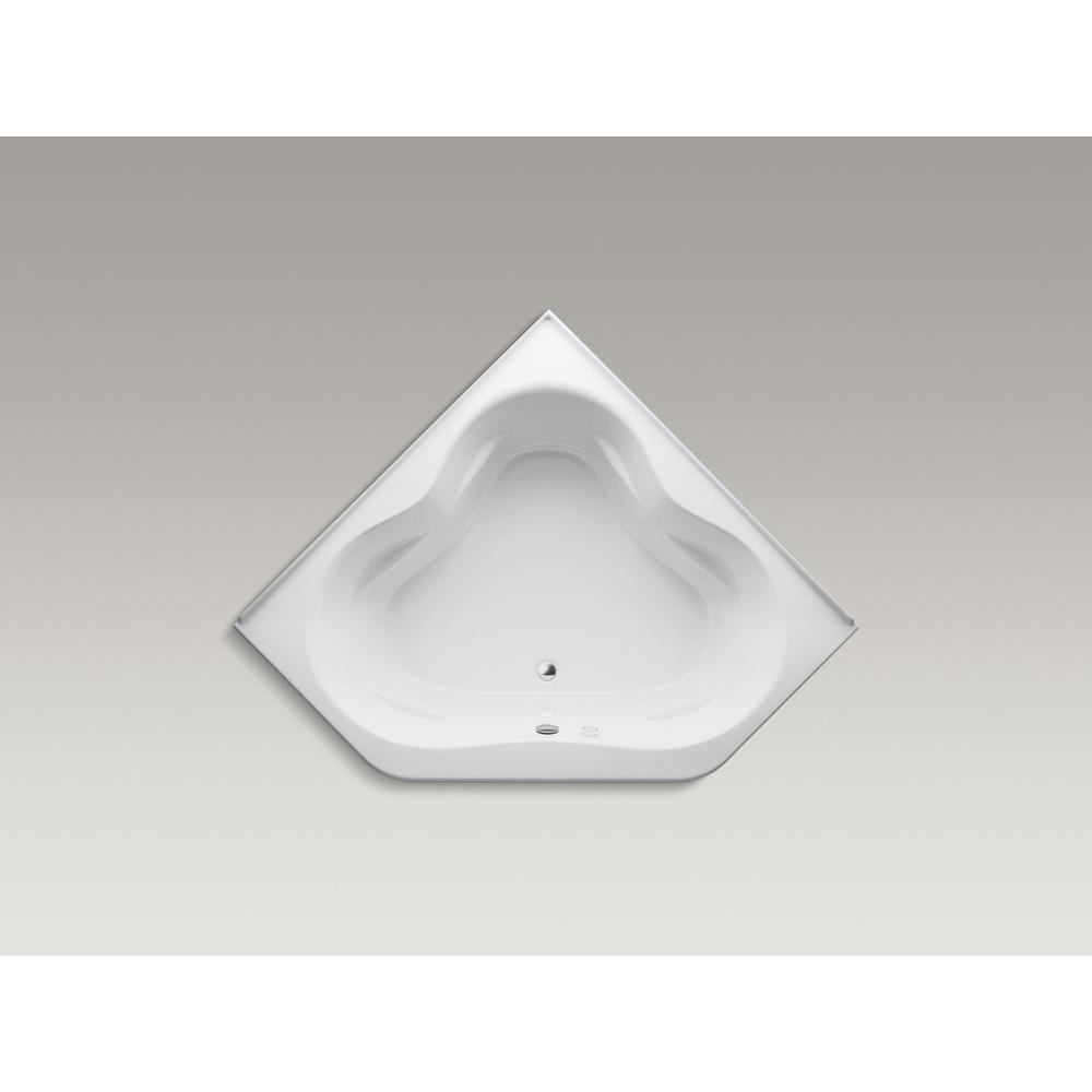 Tercet 5 ft. Acrylic Center Drain Neo-Angle Straight Corner Alcove Air Bath Bathtub in White - Super Arbor