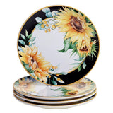 Sunflower Fields 16-Piece Seasonal Multicolored Earthenware Dinnerware Set (Service for 4)