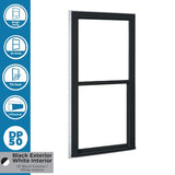 RELIABILT 150 Series New Construction 35-1/2-in x 71-1/2-in x 3-1/4-in Jamb Black Vinyl Dual-pane Single Hung Window Half Screen Included