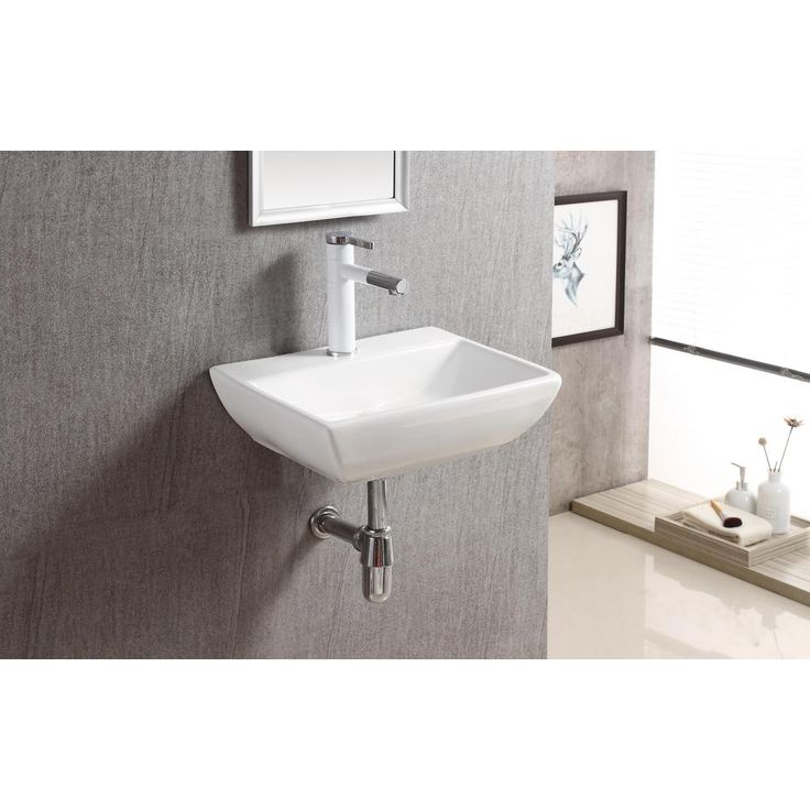 Elanti Wall-Mounted Rectangular Compact Bathroom Sink in White