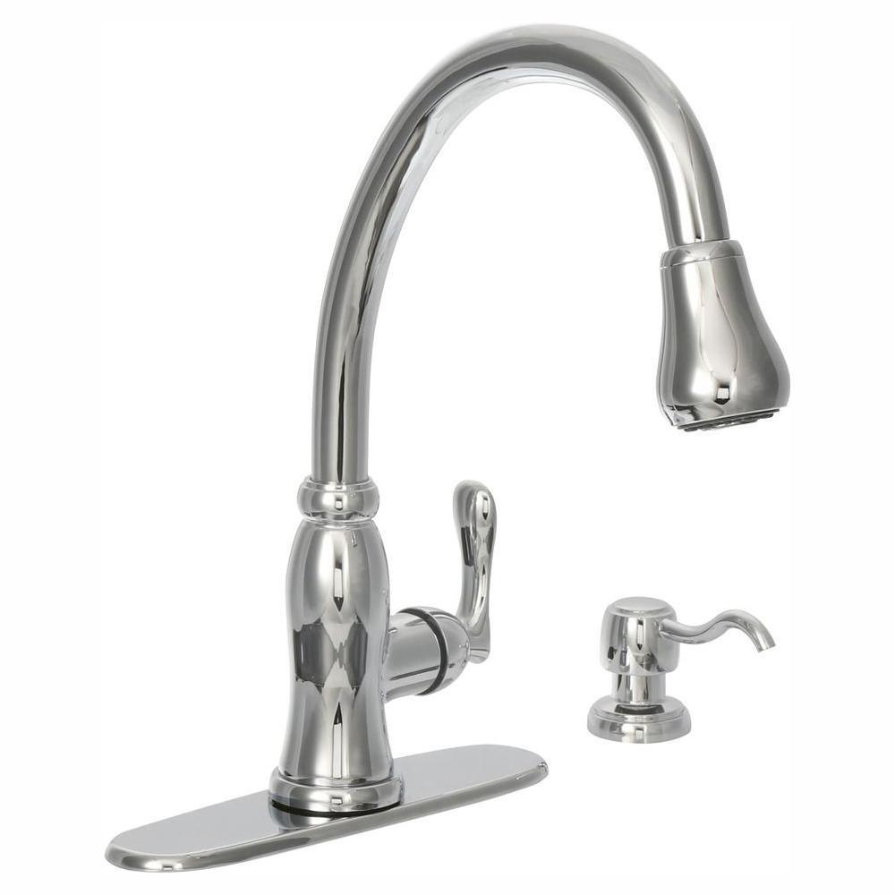 Pavilion Single-Handle Pull-Down Kitchen Faucet with TurboSpray and FastMount and Soap Dispenser in Bronze - Super Arbor