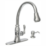 Pavilion Single-Handle Pull-Down Kitchen Faucet with TurboSpray and FastMount and Soap Dispenser in Bronze - Super Arbor