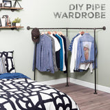 1/2 in. x 5 ft. L Black Pipe  Corner Wall Mounted Clothing Rack Kit