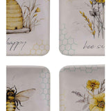 Bee Sweet 4-Piece Seasonal Multicolored Earthenware 8.5 in. Salad Plate Set (Service for 4)
