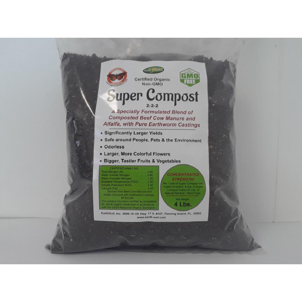 Soilblend Super Compost Organic Mix Concentrated Organic Plant Food (4 lbs. Makes 20 lbs.) 2-2-2 NPK - Super Arbor