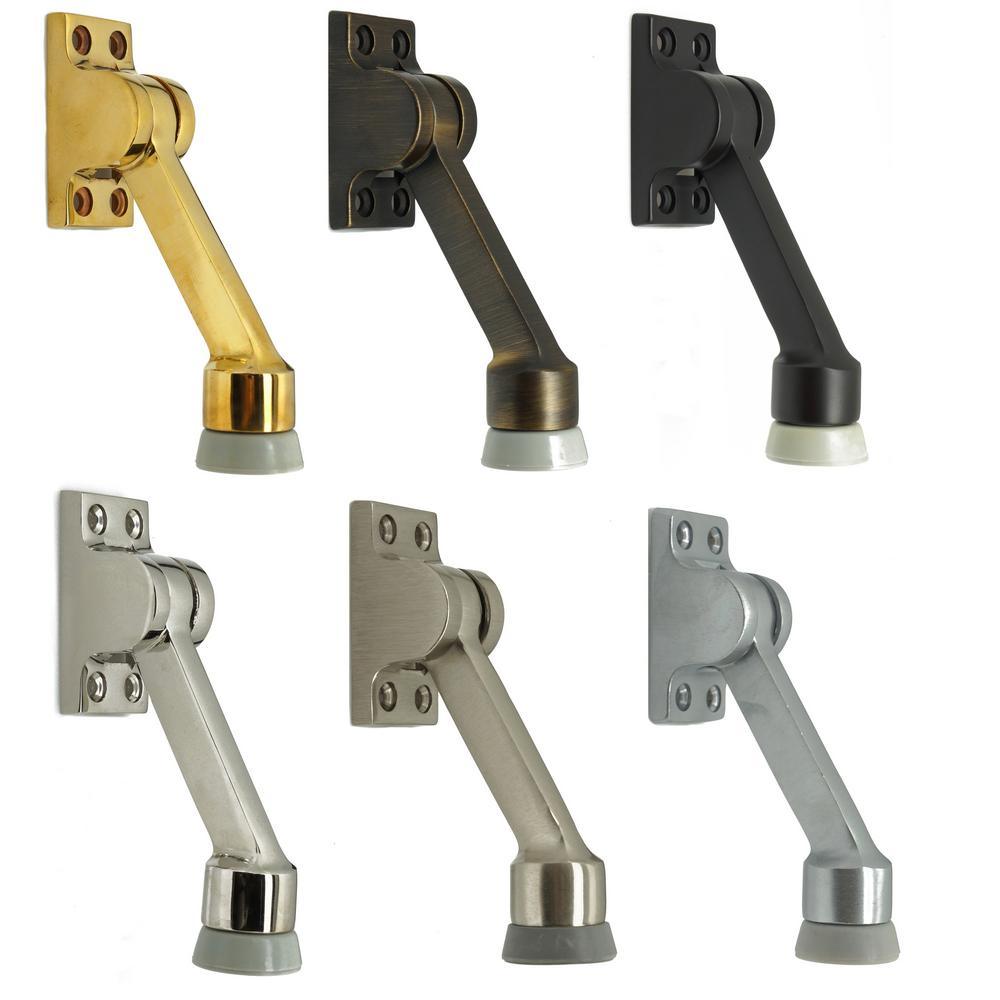 4-1/2 in. Solid Brass Square Kick Down Door Stop in Satin Nickel - Super Arbor