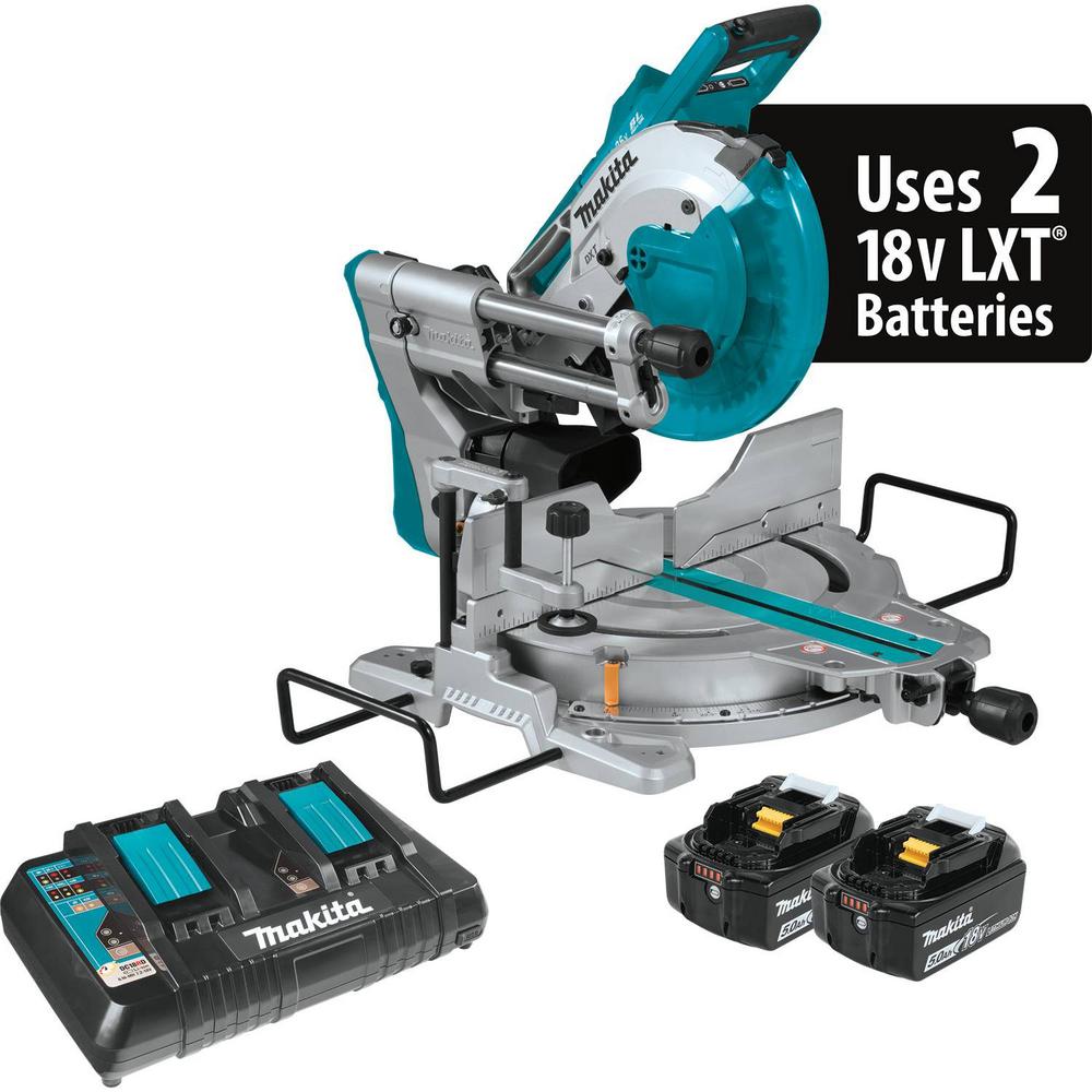 18-Volt Lithium-Ion Brushless Cordless 10 in. Dual-Bevel Sliding Compound Miter Saw and Compact Folding Miter Saw Stand - Super Arbor