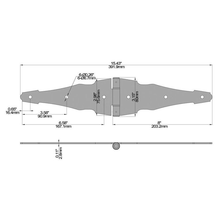Everbilt 8 in. Black Heavy Duty Decorative Strap Hinge