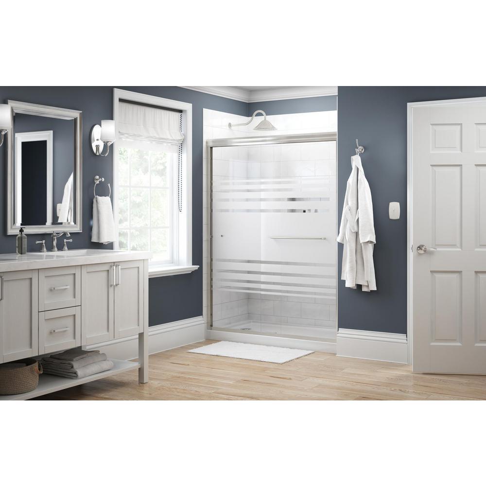 Simplicity 60 in. x 70 in. Semi-Frameless Traditional Sliding Shower Door in Nickel with Transition Glass - Super Arbor