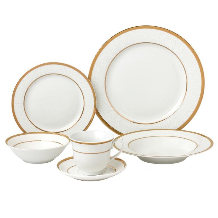 24-Piece Formal Gold Border Porcelain Dinnerware Set (Service for 4)
