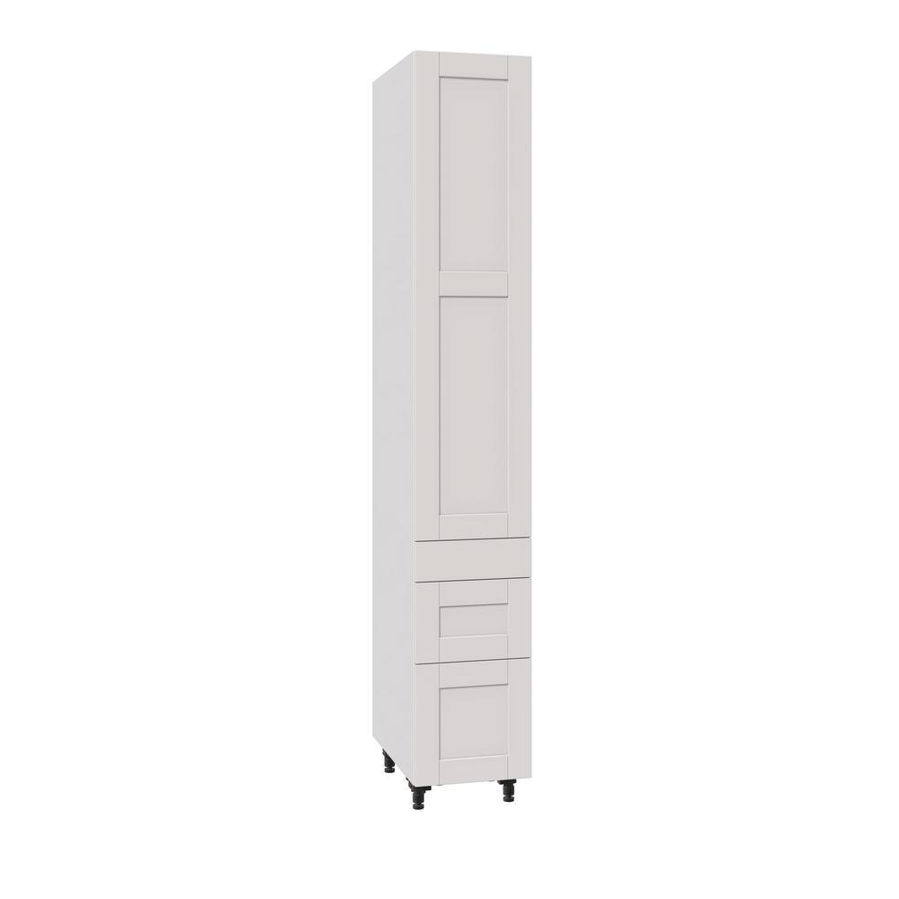Shaker Assembled 24 in. x 84.5 in. x 24 in. Pantry Cabinet w/ 2-Inner Drawers & Three Pull Out Drawers in Vanilla White - Super Arbor